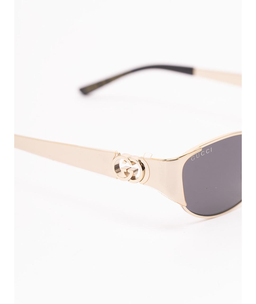 GUCCI Золотые металлические солнцезащитные очки, фото 2