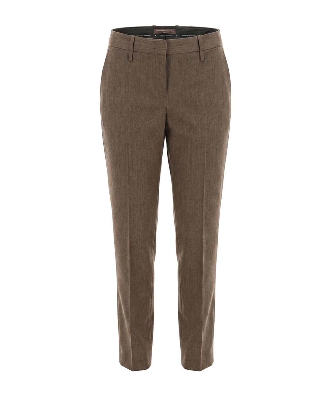 ERMANNO SCERVINO Коричневые шерстяные брюки узкие, фото 1