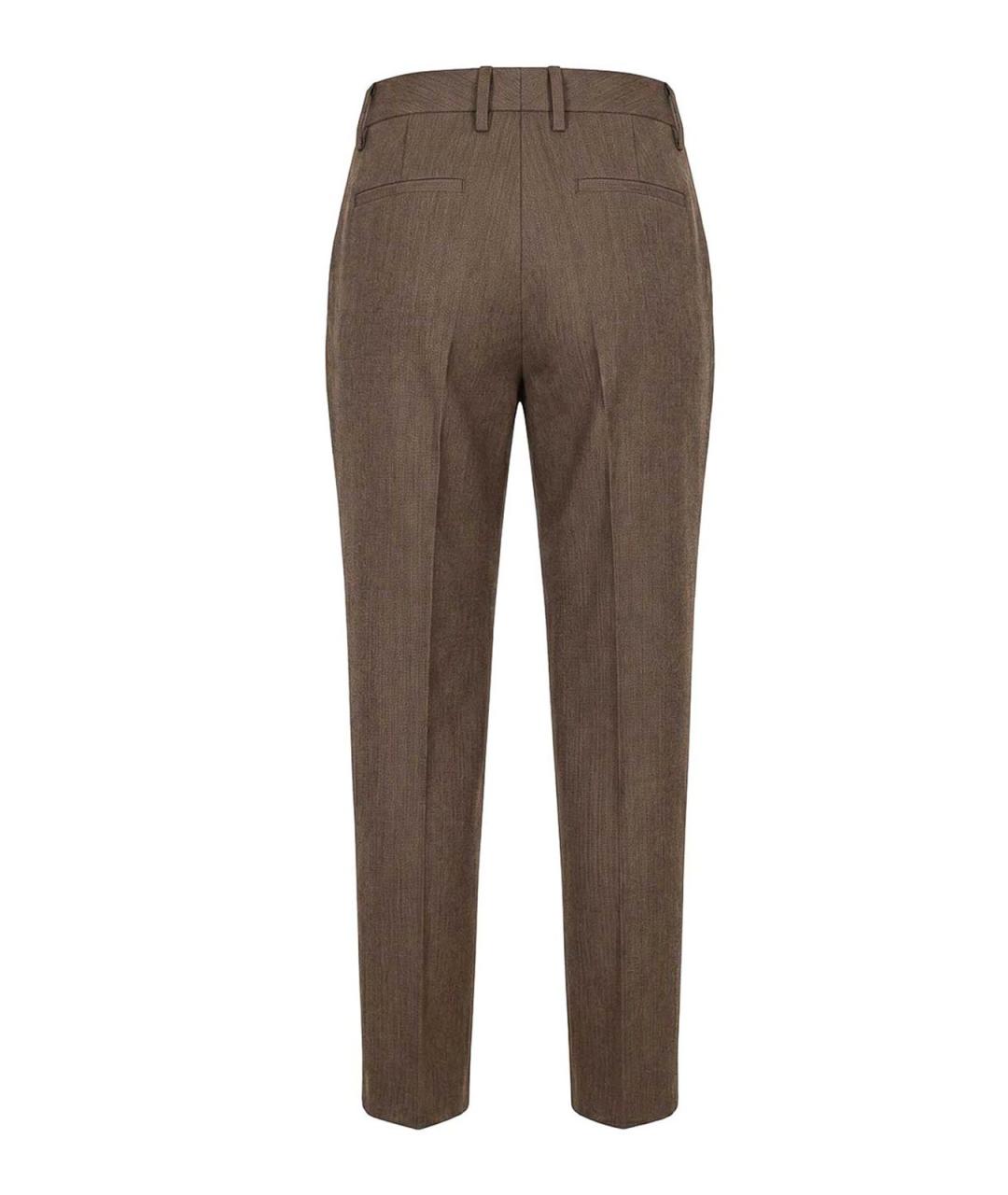 ERMANNO SCERVINO Коричневые шерстяные брюки узкие, фото 2