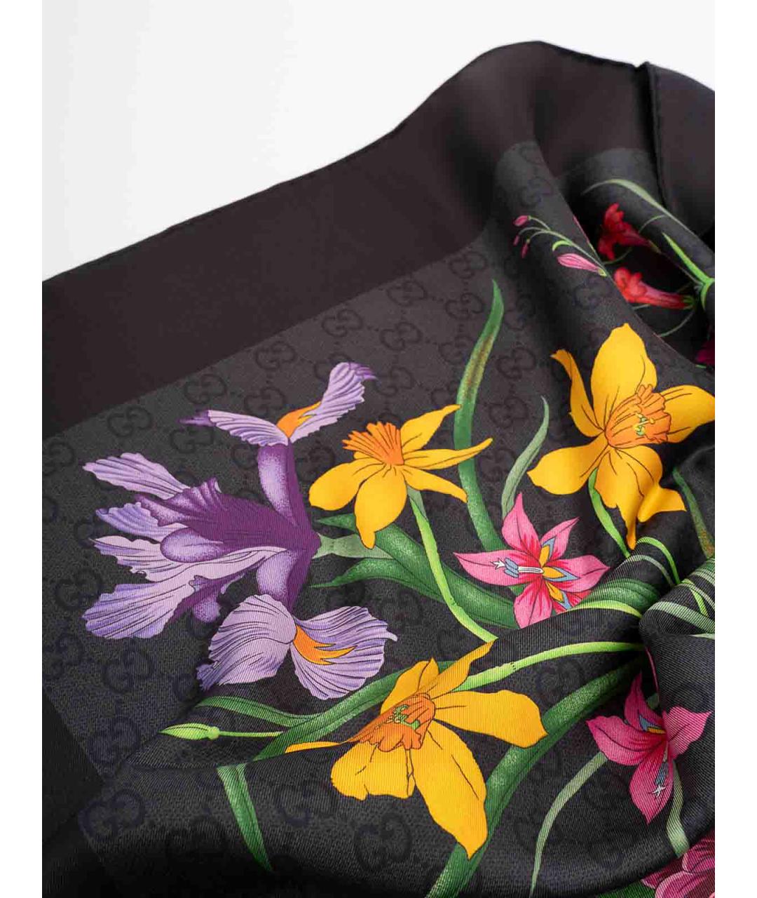 GUCCI Черный шелковый платок, фото 4
