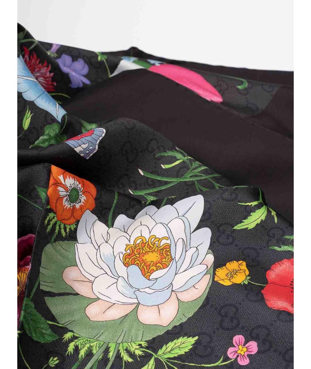 GUCCI Черный шелковый платок, фото 3