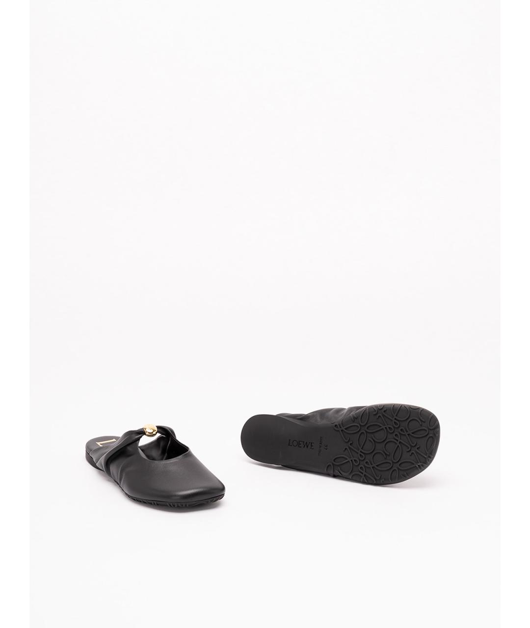 LOEWE Черные кожаные мюли, фото 4