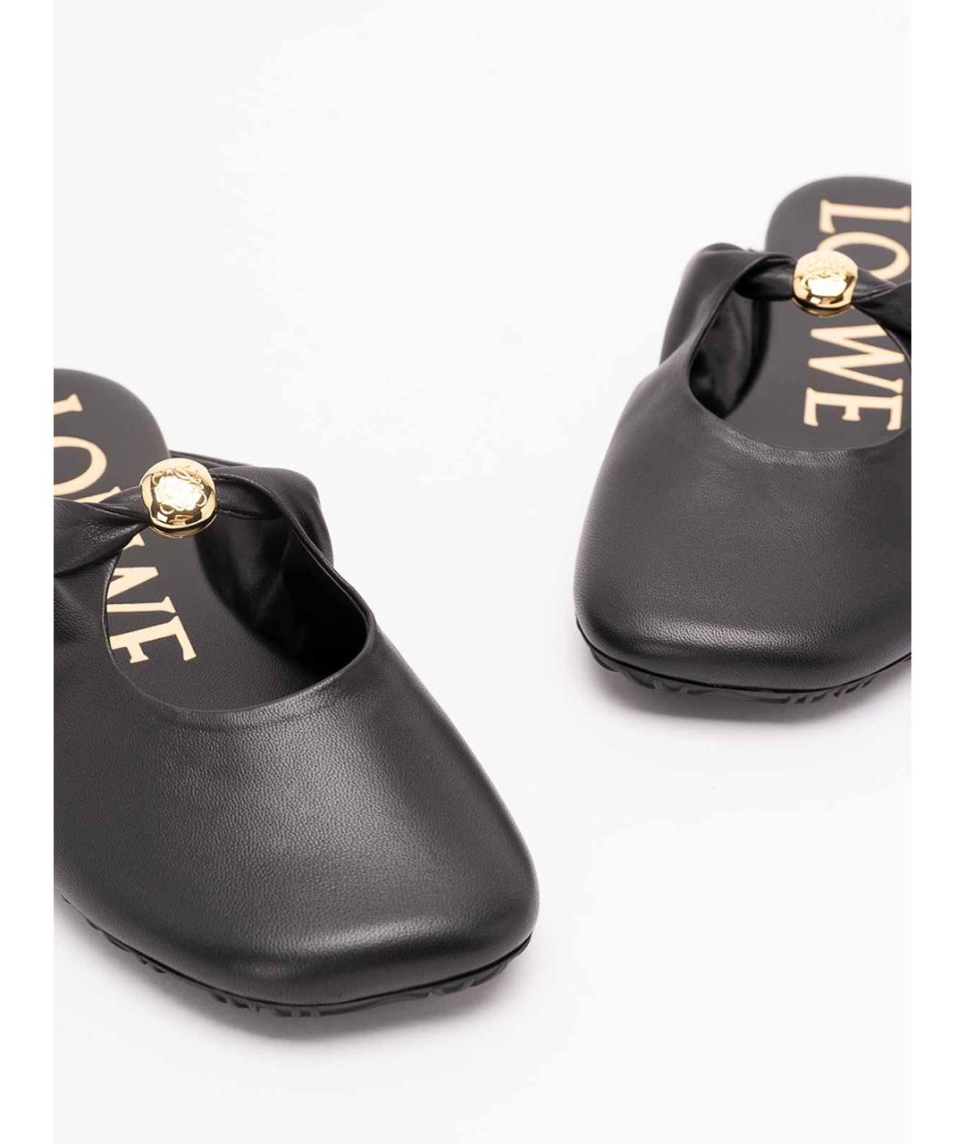 LOEWE Черные кожаные мюли, фото 5