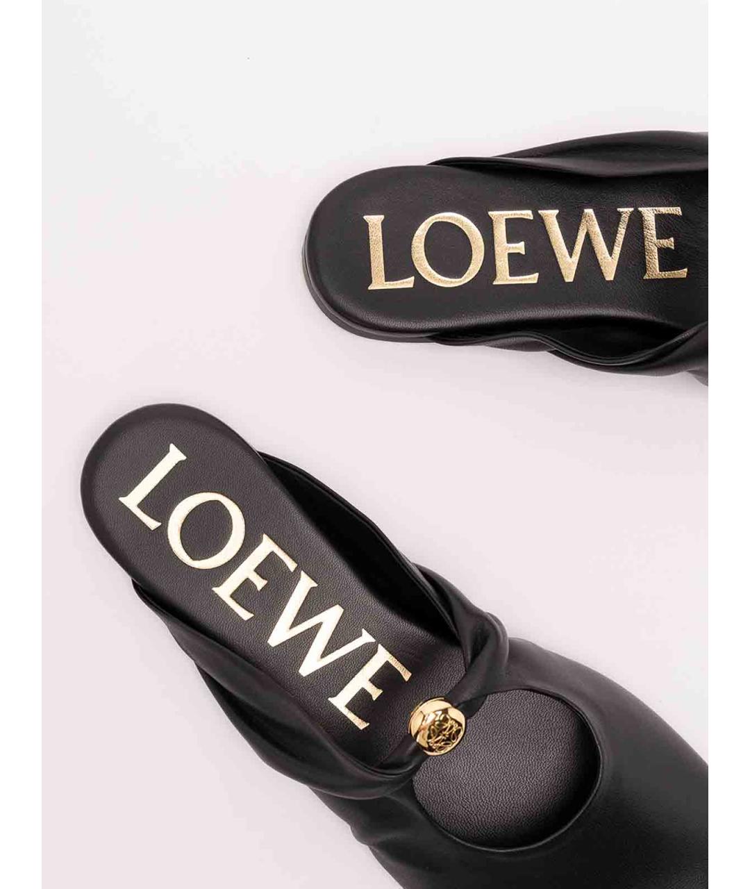 LOEWE Черные кожаные мюли, фото 6