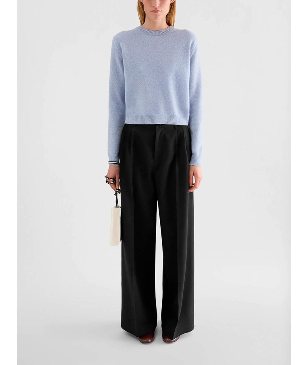 JIL SANDER Черные шерстяные брюки широкие, фото 3