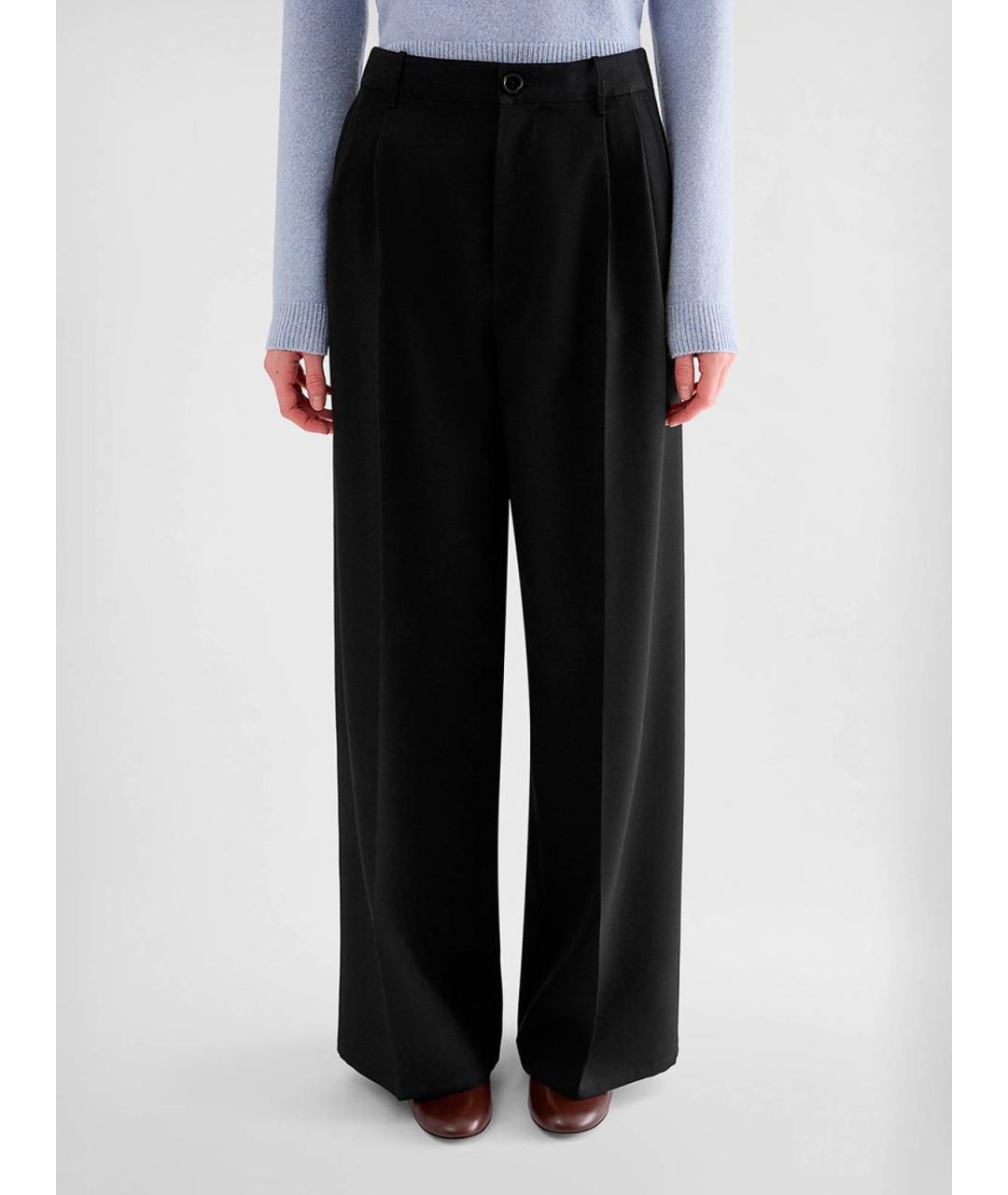 JIL SANDER Черные шерстяные брюки широкие, фото 4