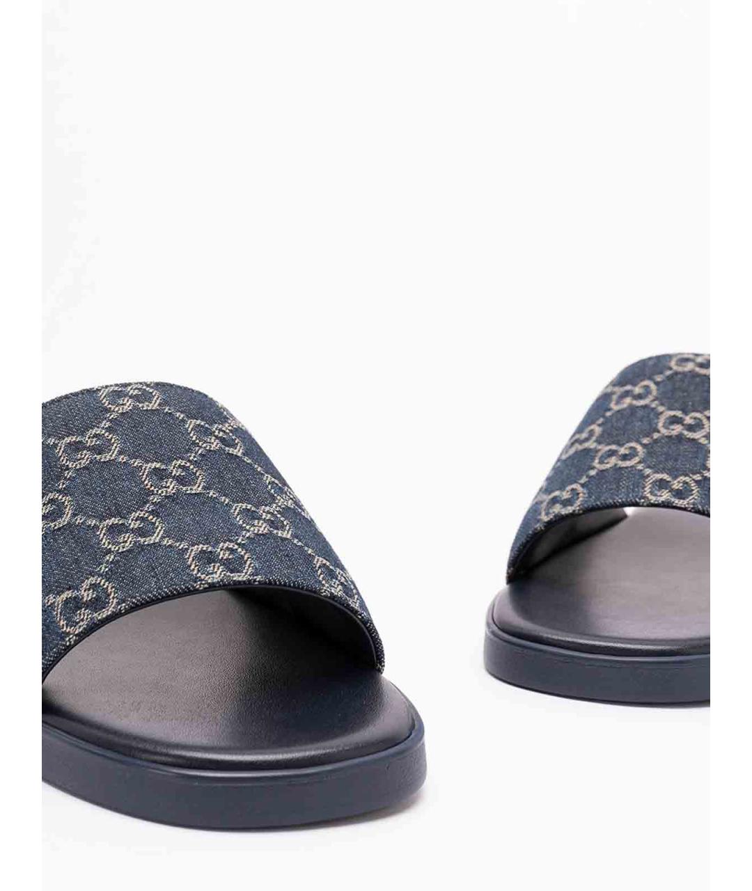 GUCCI Синие текстильные сандалии, фото 5