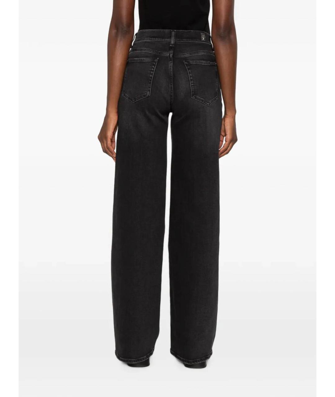 7 FOR ALL MANKIND Черные хлопковые прямые джинсы, фото 4