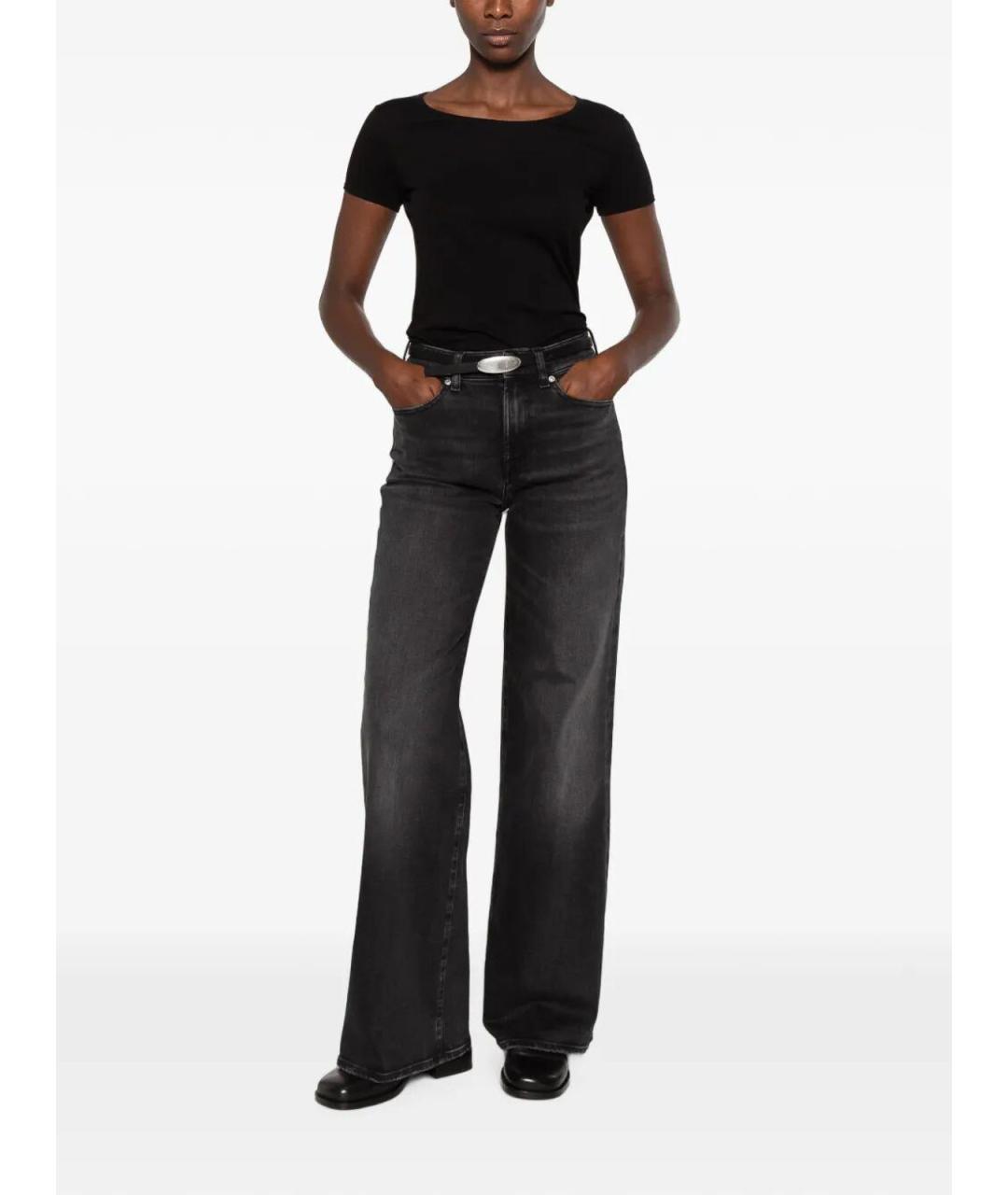 7 FOR ALL MANKIND Черные хлопковые прямые джинсы, фото 2