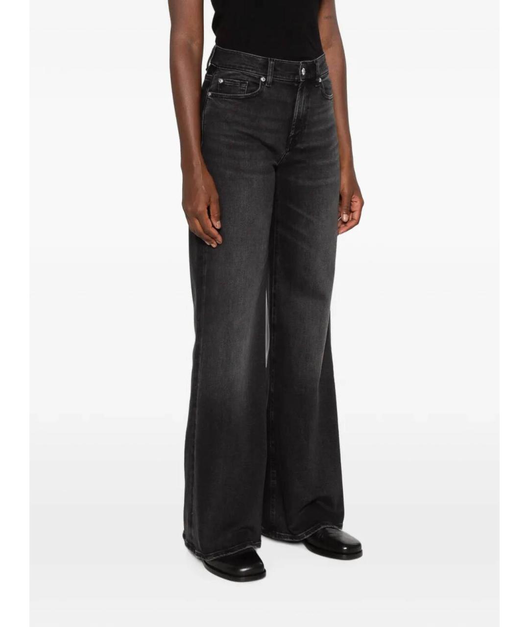 7 FOR ALL MANKIND Черные хлопковые прямые джинсы, фото 5