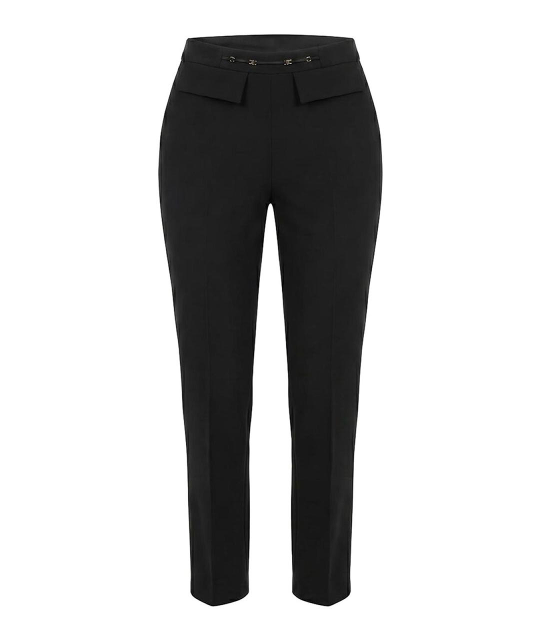 ELISABETTA FRANCHI Черные полиэстеровые прямые брюки, фото 1