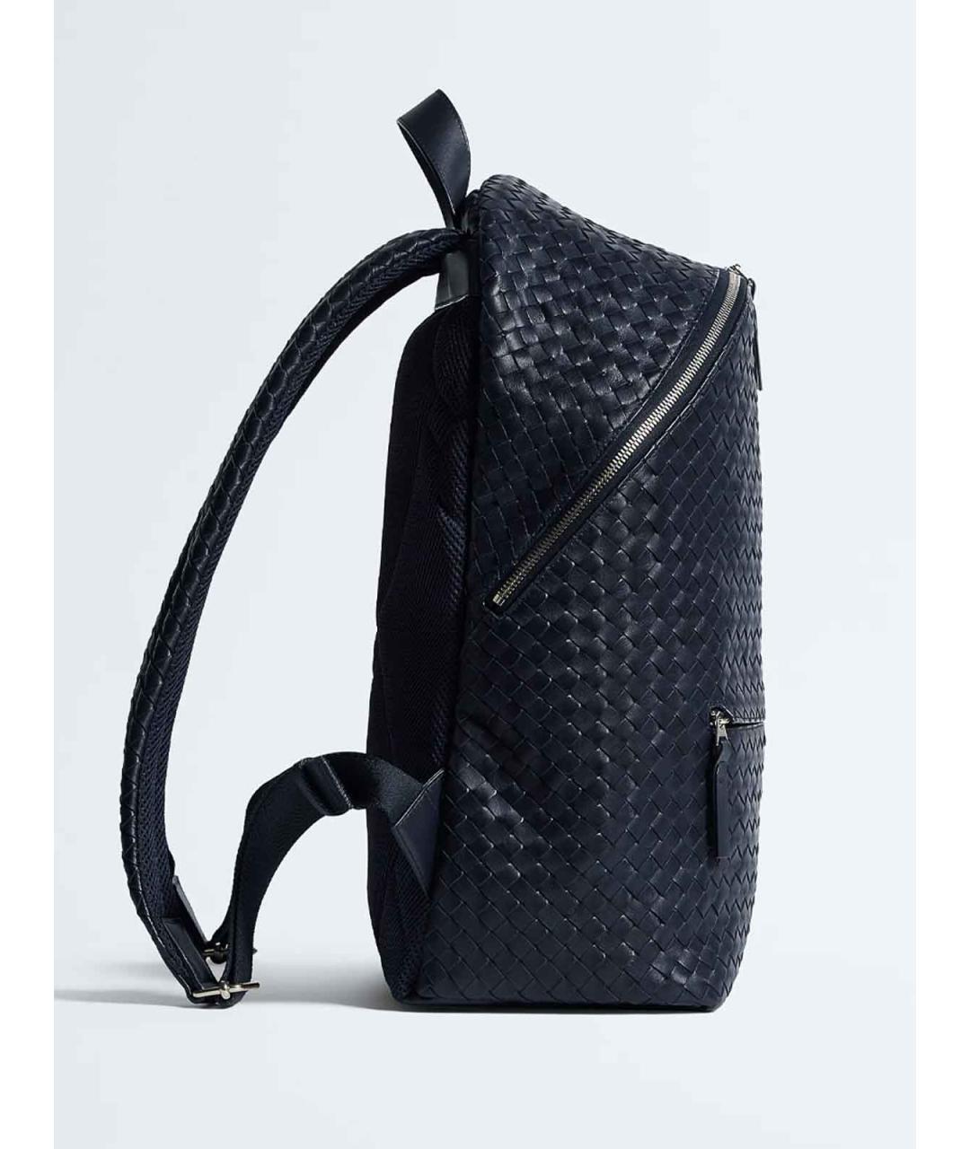 BOTTEGA VENETA Синий кожаный рюкзак, фото 3