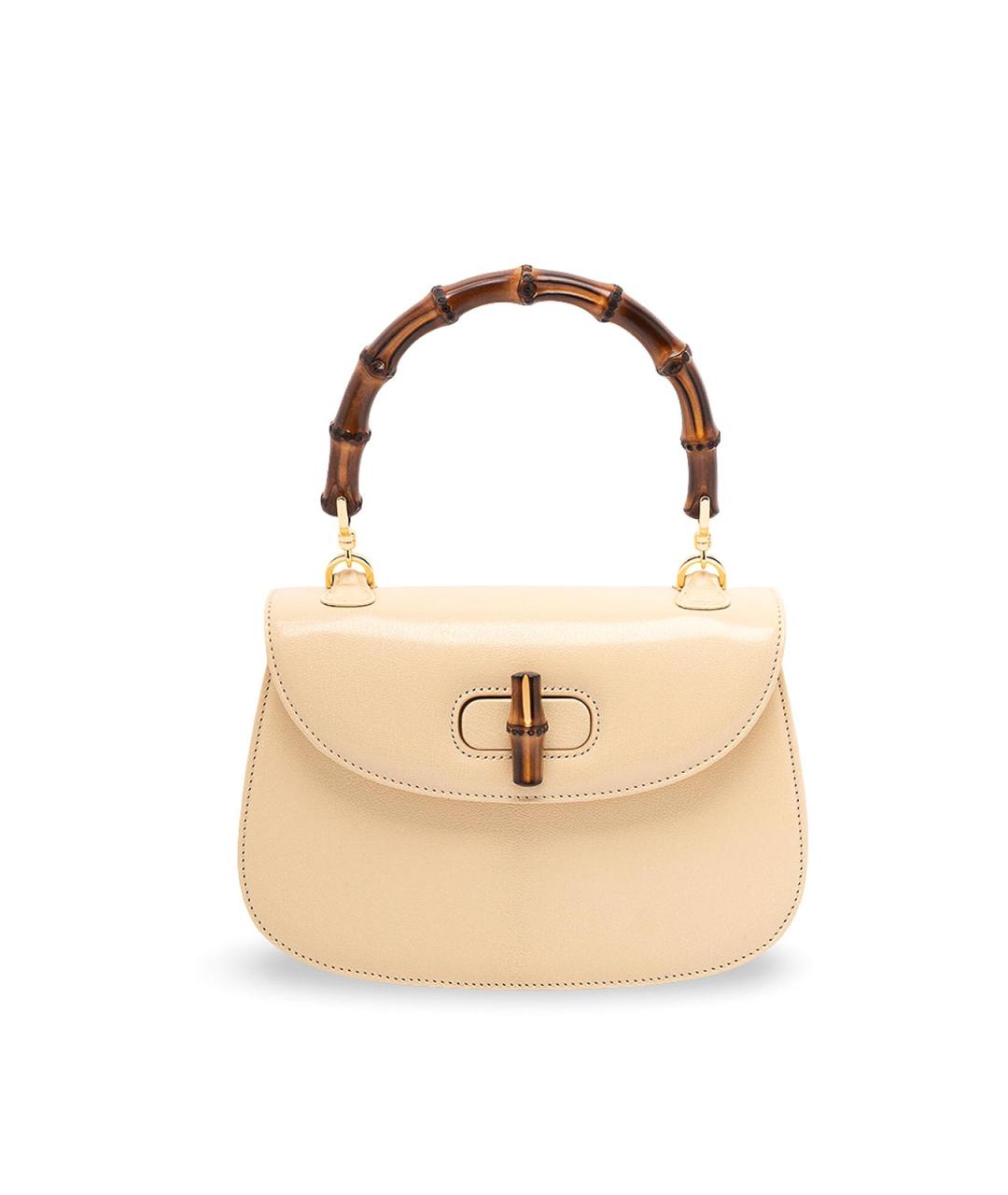 GUCCI Бежевая кожаная сумка с короткими ручками, фото 1