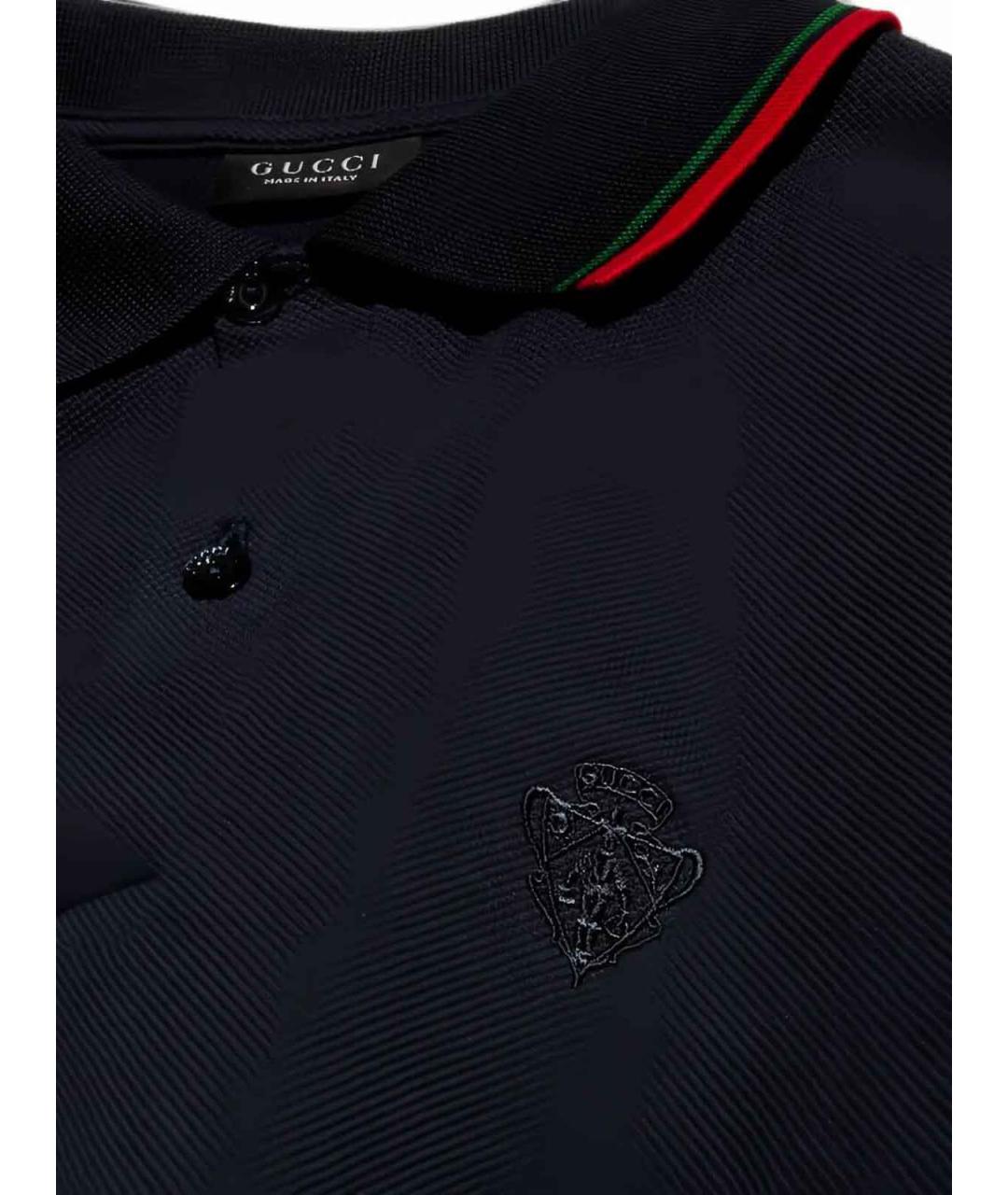 GUCCI Синее хлопковое поло с коротким рукавом, фото 2