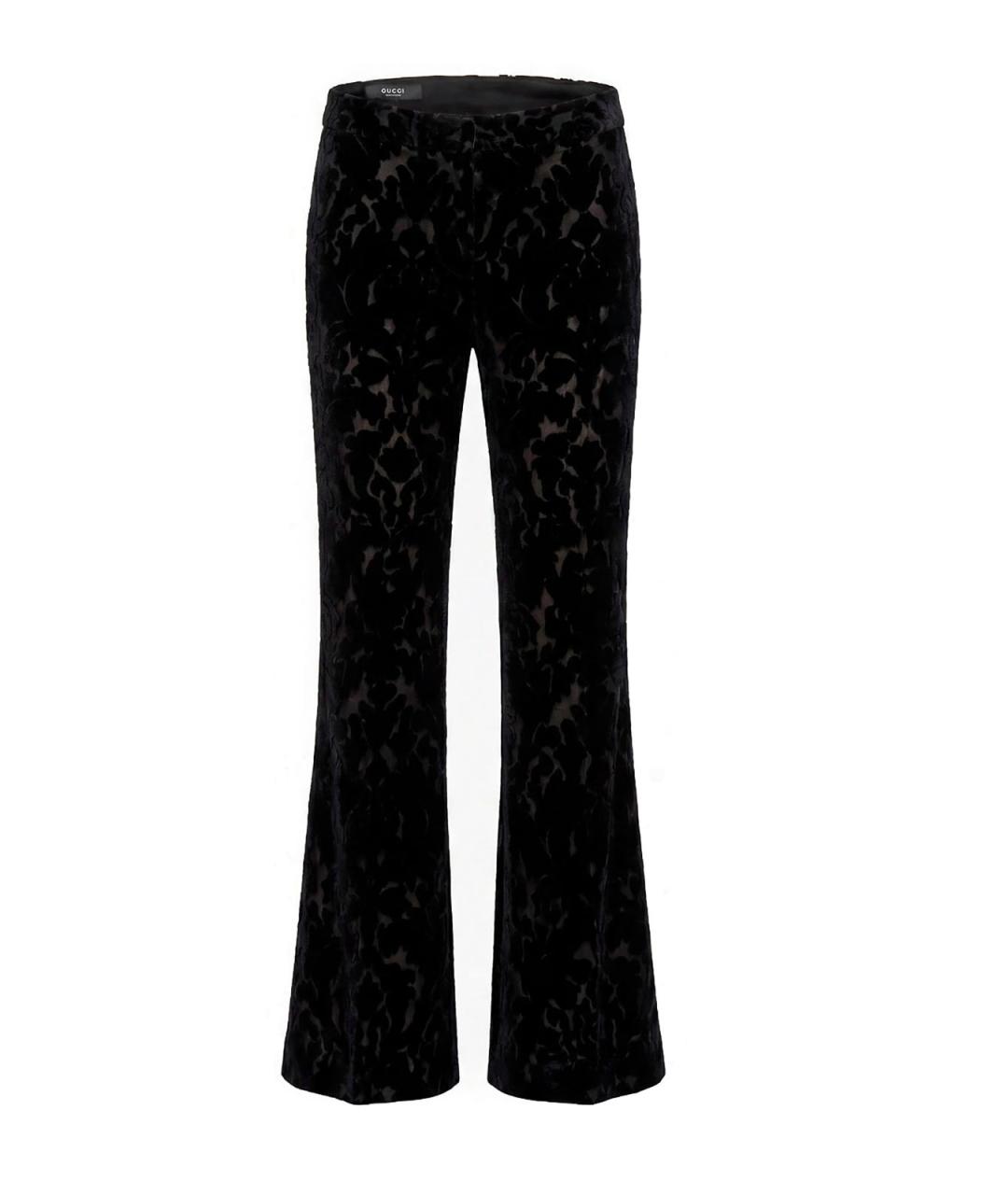 GUCCI Черные полиэстеровые прямые брюки, фото 1