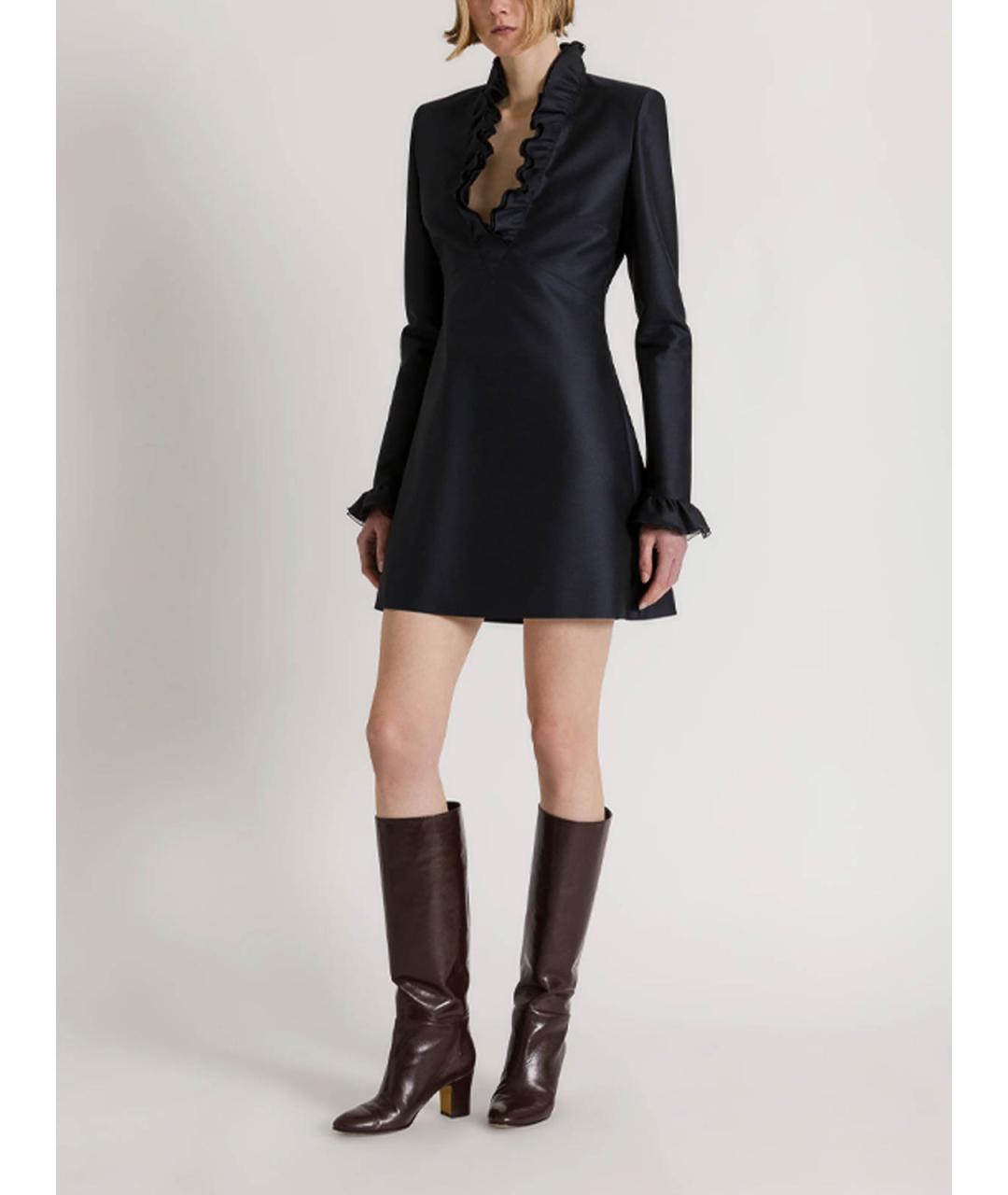 ALBERTA FERRETTI Синее шерстяное повседневное платье, фото 2