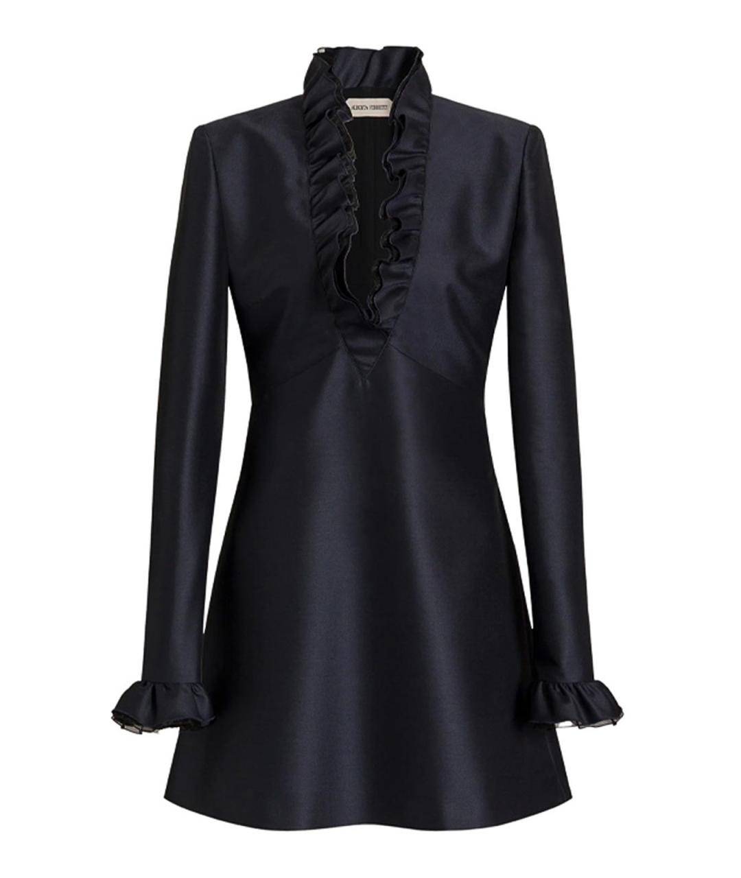 ALBERTA FERRETTI Синее шерстяное повседневное платье, фото 1