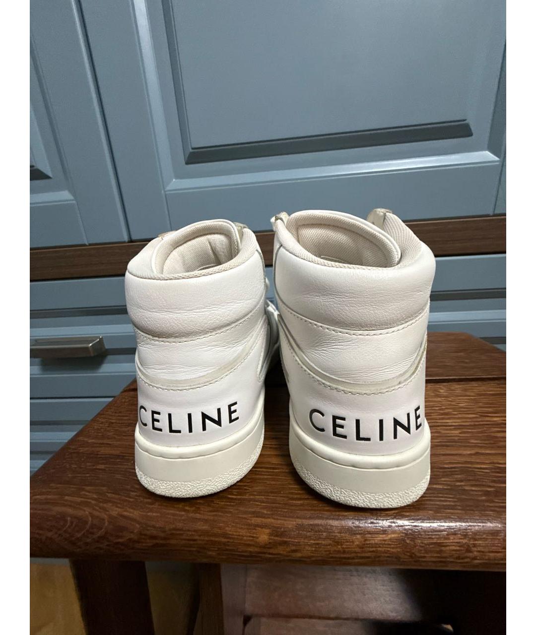 CELINE Белые кожаные кеды, фото 4