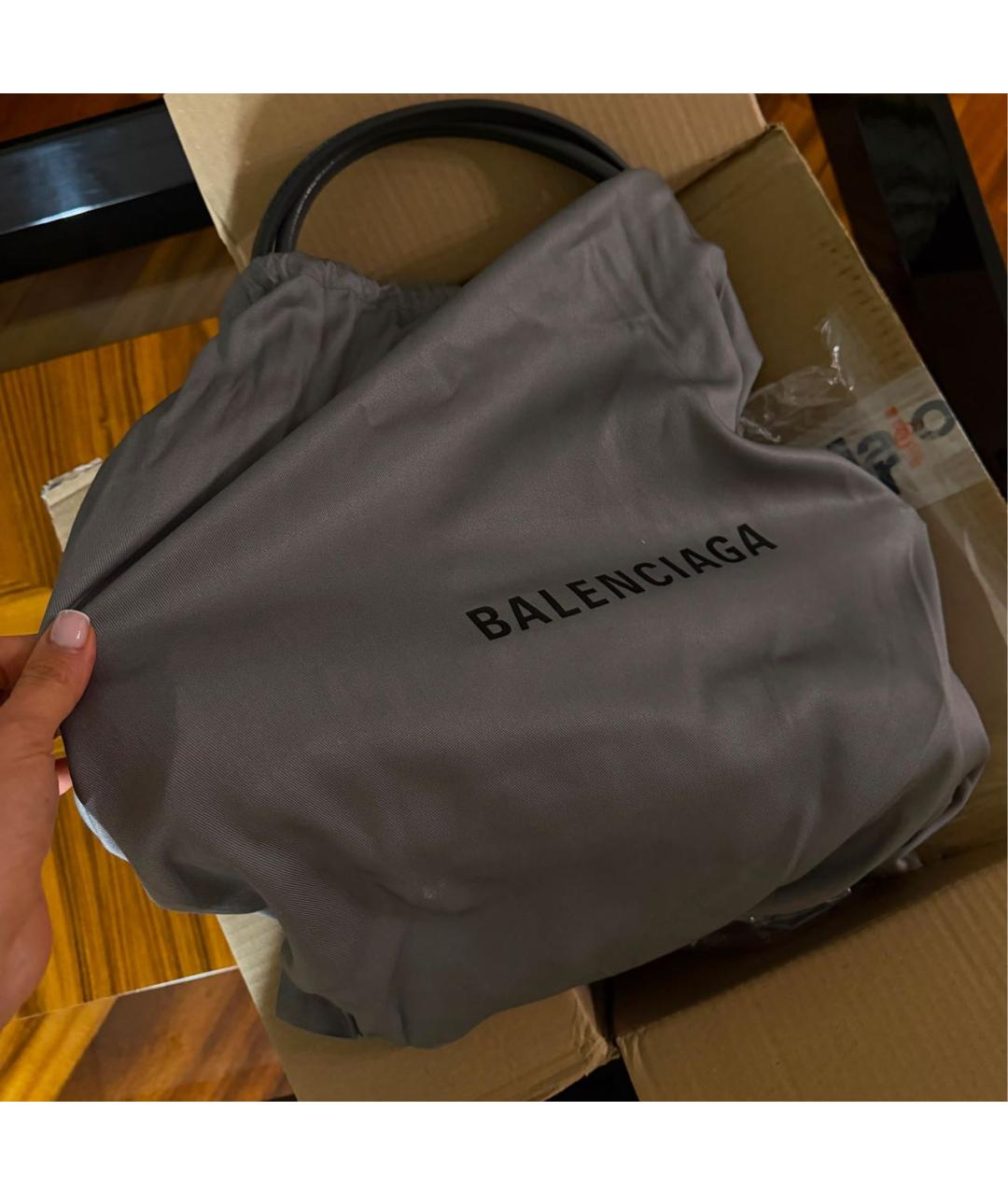 BALENCIAGA Антрацитовая кожаная сумка через плечо, фото 4