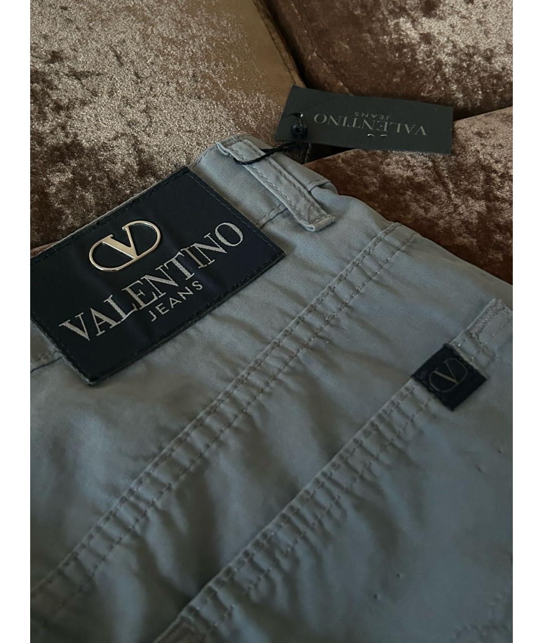 VALENTINO Голубые хлопковые повседневные брюки, фото 4