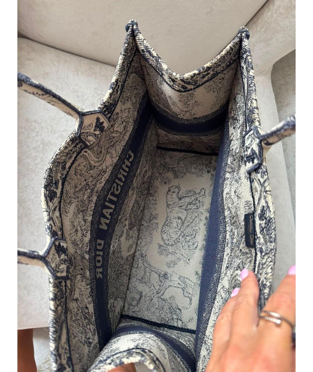 CHRISTIAN DIOR Синяя тканевая сумка с короткими ручками, фото 4