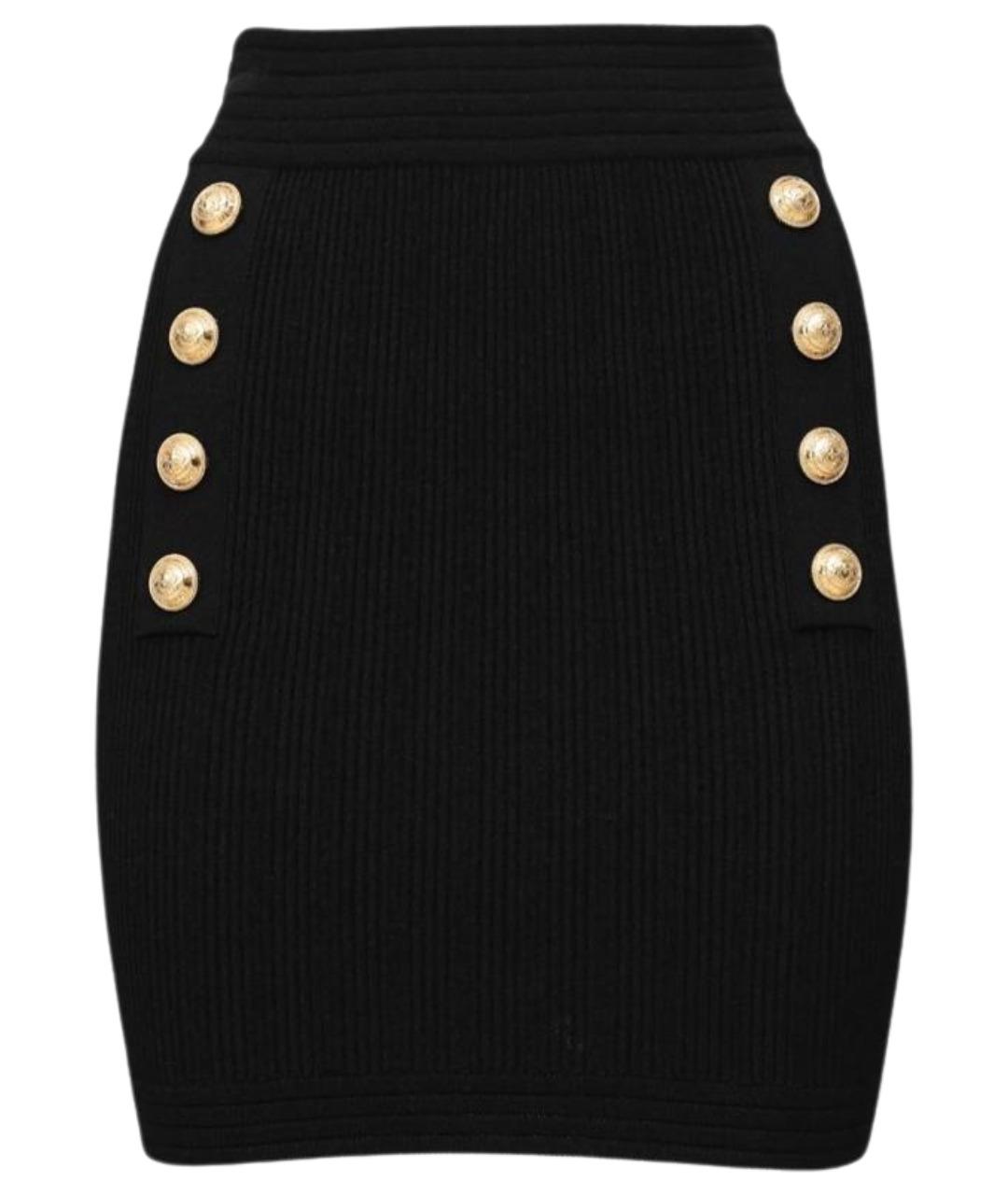 BALMAIN Черная вискозная юбка мини, фото 1