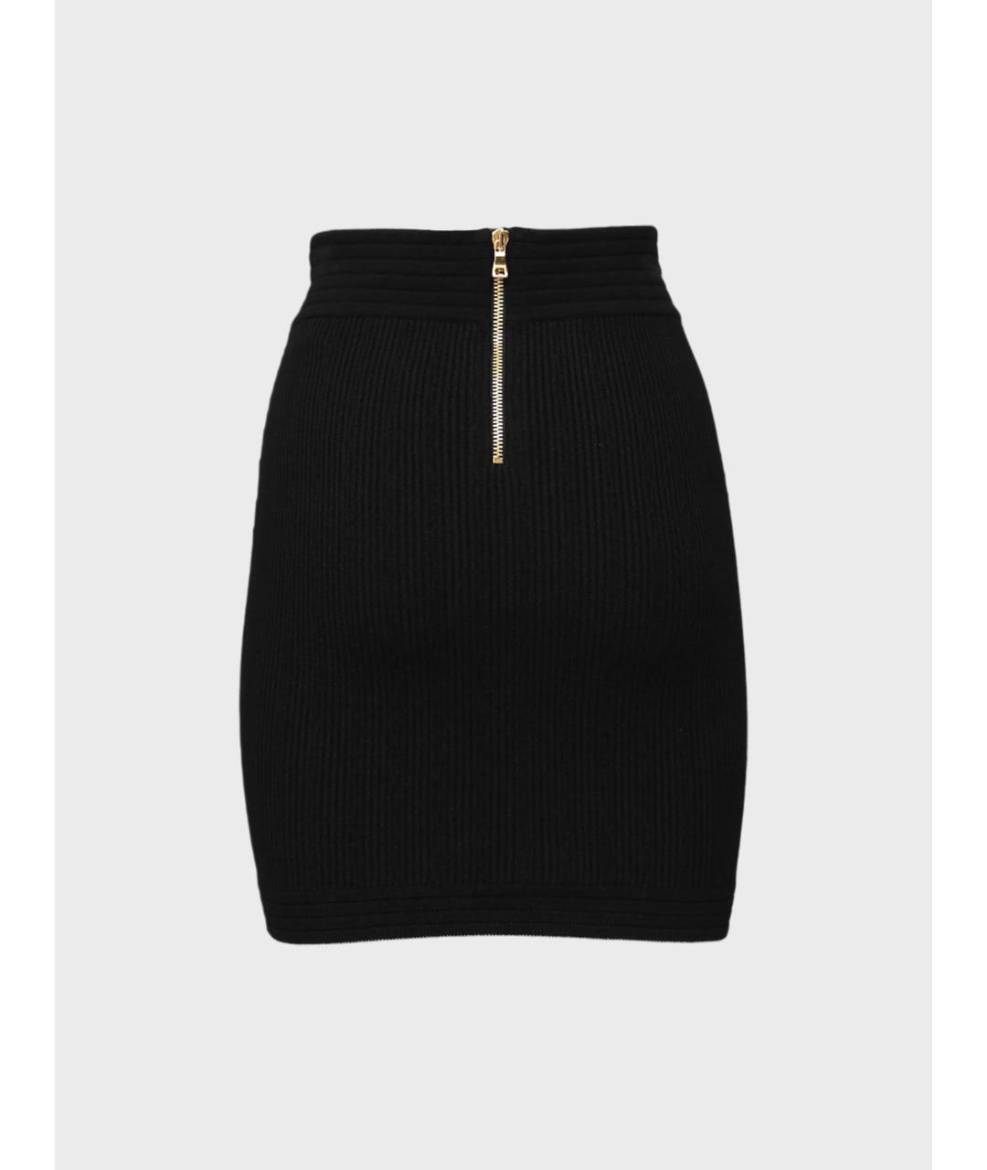 BALMAIN Черная вискозная юбка мини, фото 2