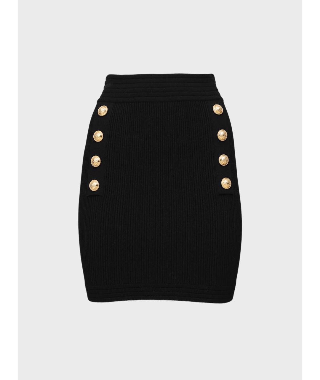 BALMAIN Черная вискозная юбка мини, фото 4