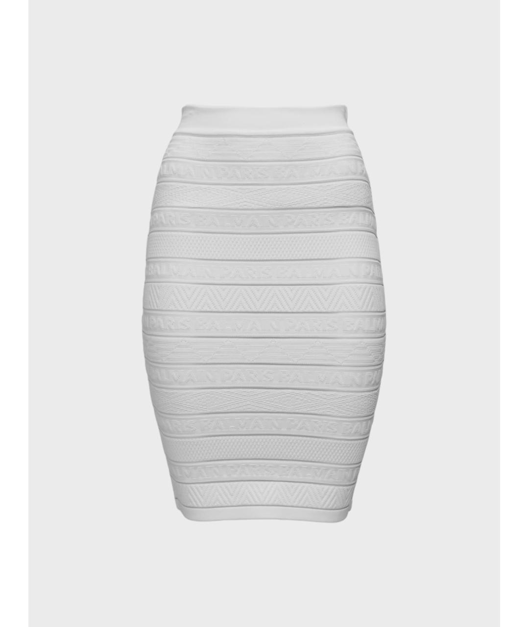 BALMAIN Белая вискозная юбка мини, фото 4