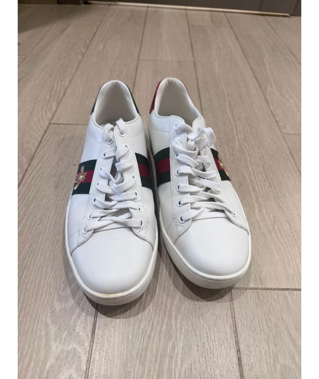 GUCCI Белые кожаные кеды, фото 2