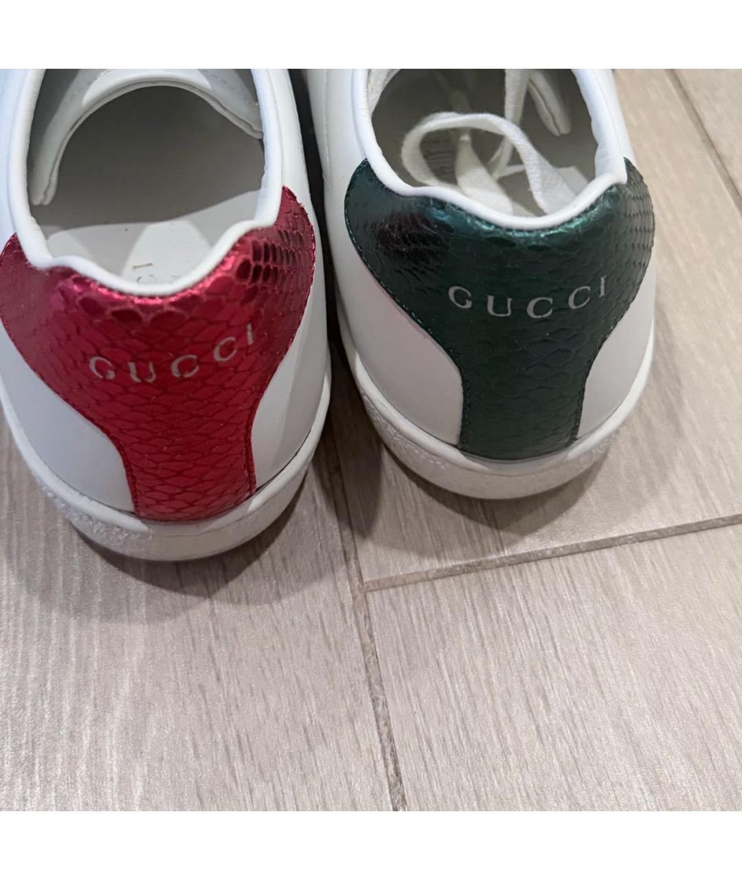 GUCCI Белые кожаные кеды, фото 4