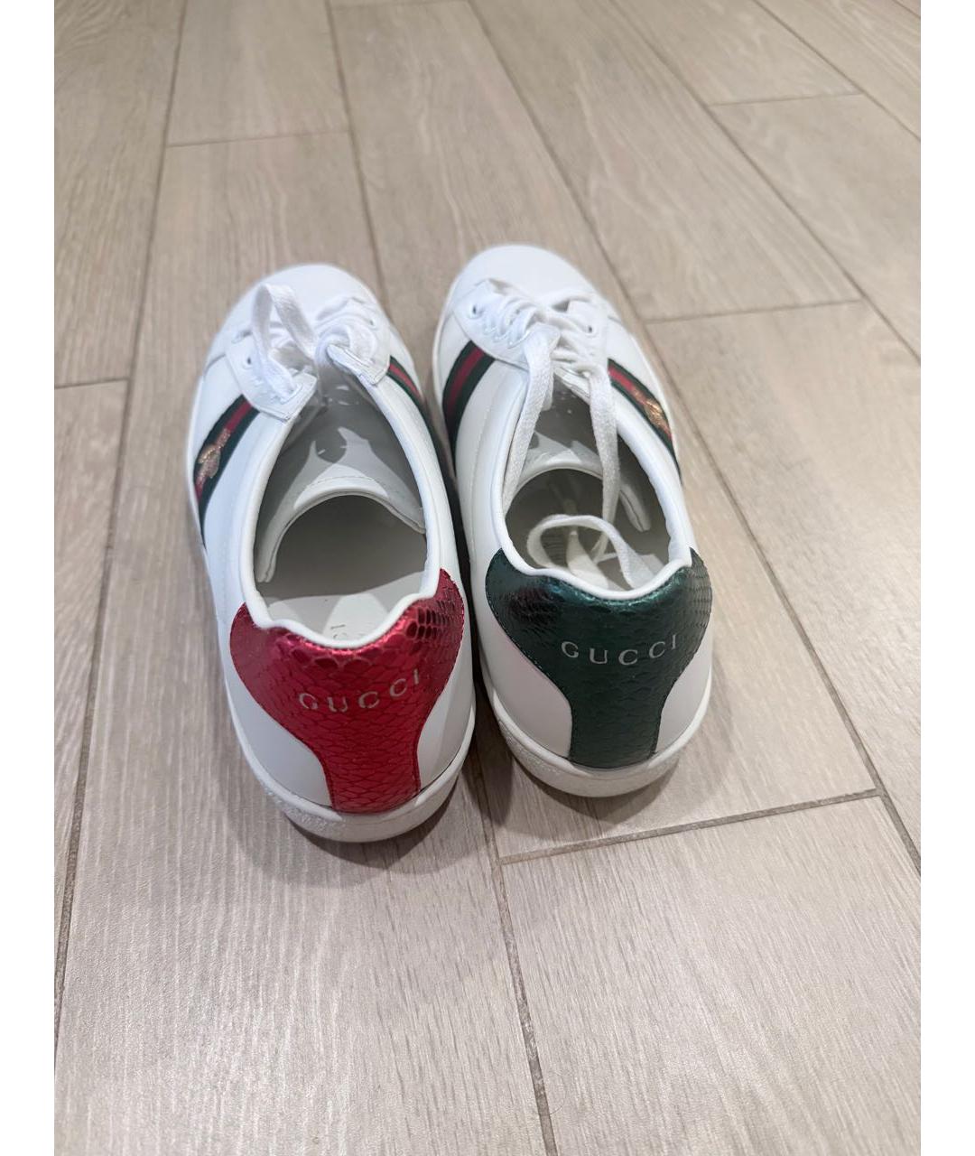 GUCCI Белые кожаные кеды, фото 3