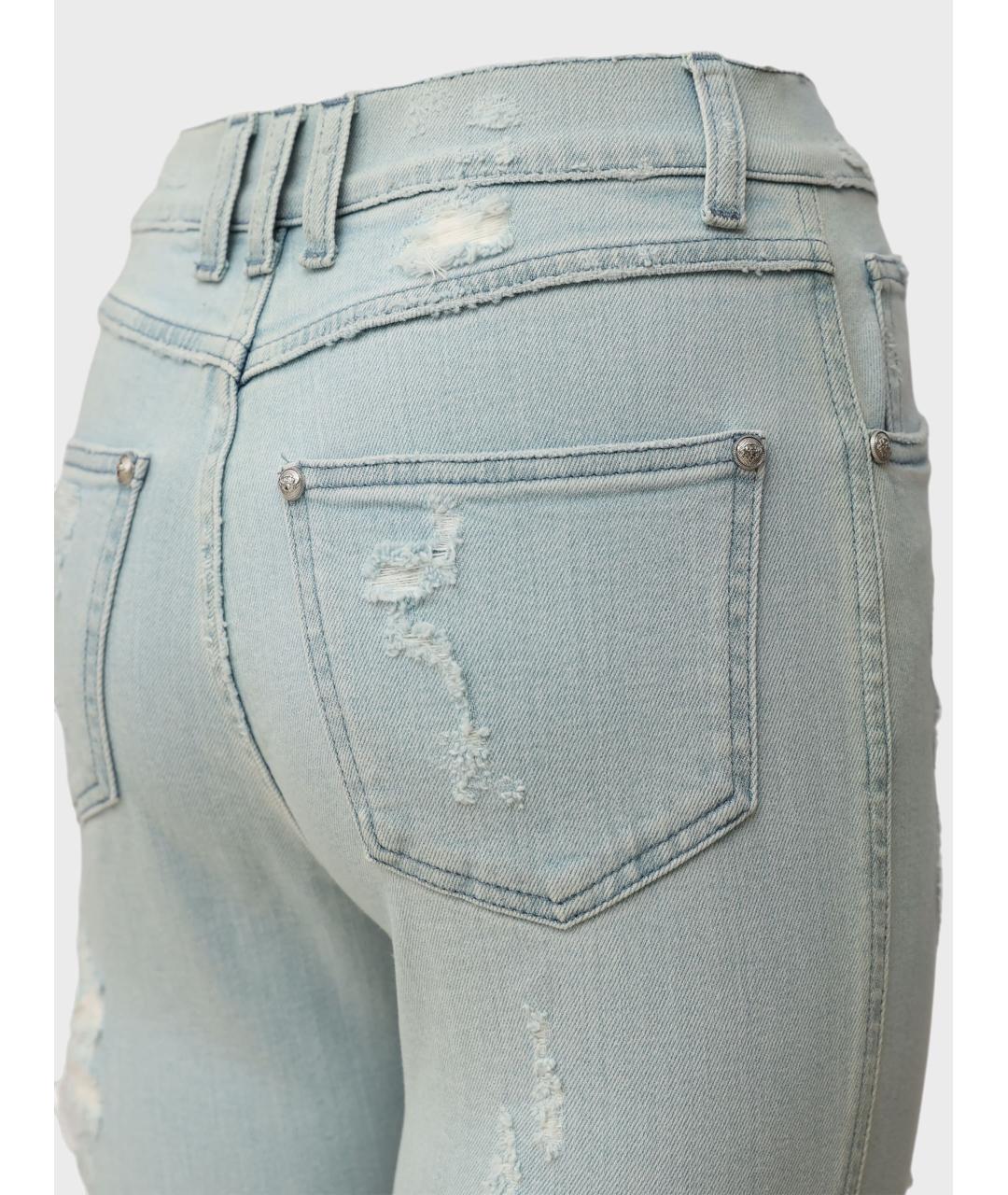 BALMAIN Голубые хлопковые джинсы слим, фото 4