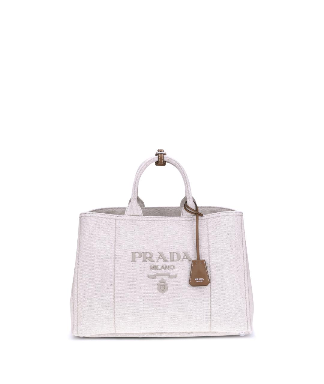 PRADA Бежевая хлопковая сумка тоут, фото 1