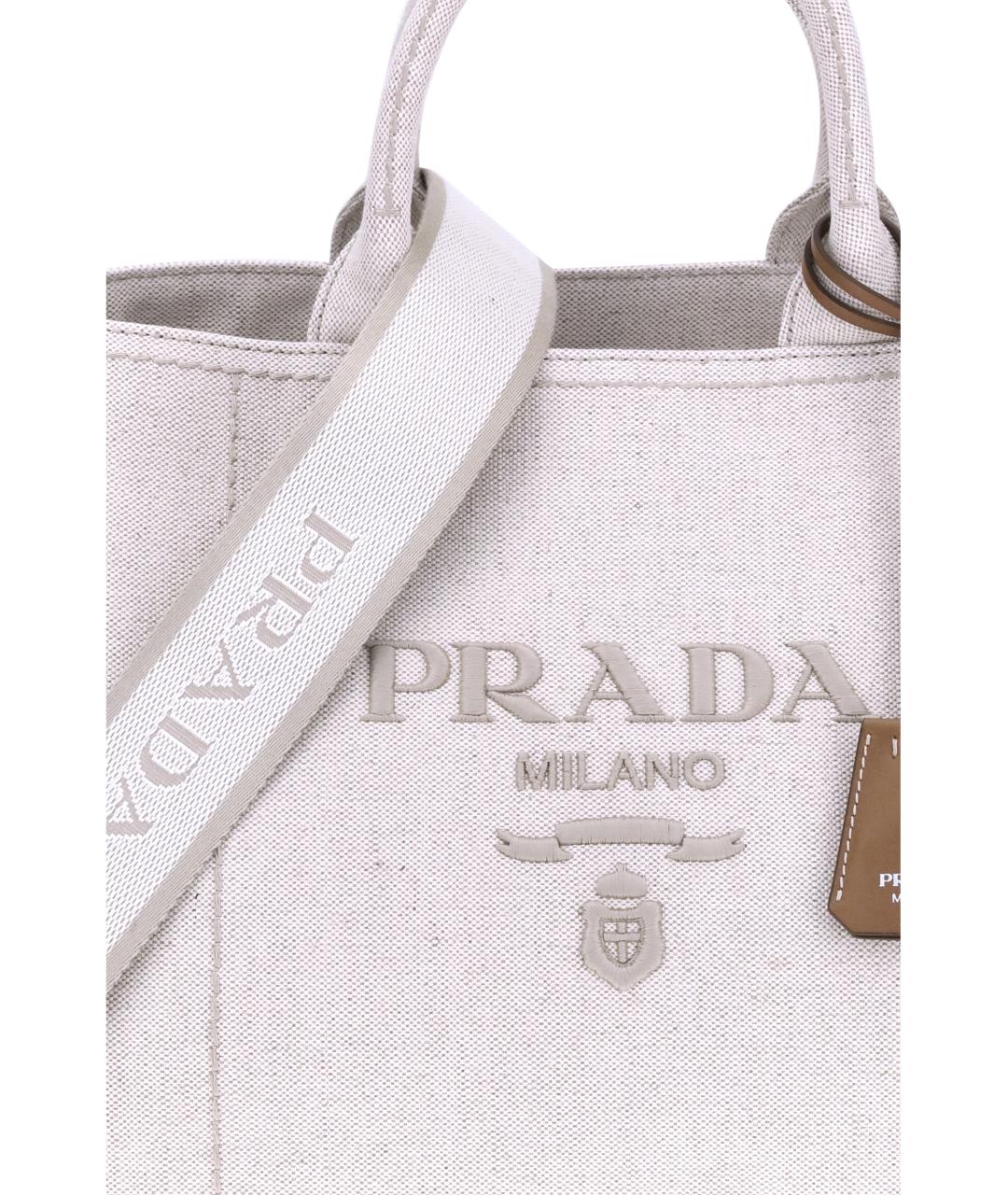 PRADA Бежевая хлопковая сумка тоут, фото 4