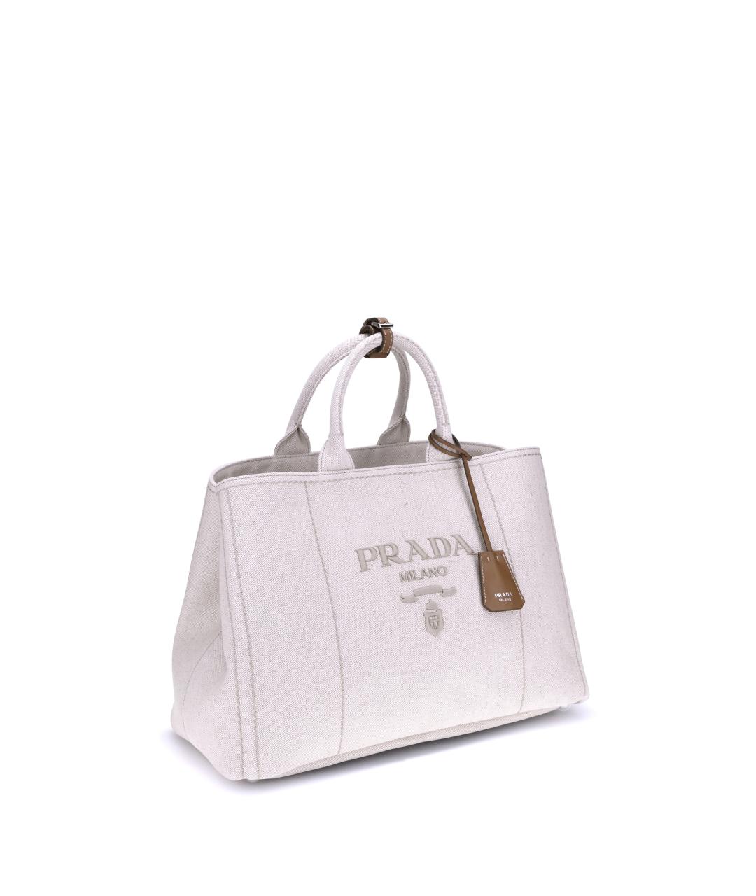 PRADA Бежевая хлопковая сумка тоут, фото 2