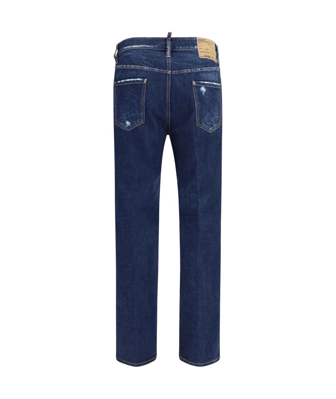 DSQUARED2 Синие хлопковые прямые джинсы, фото 2