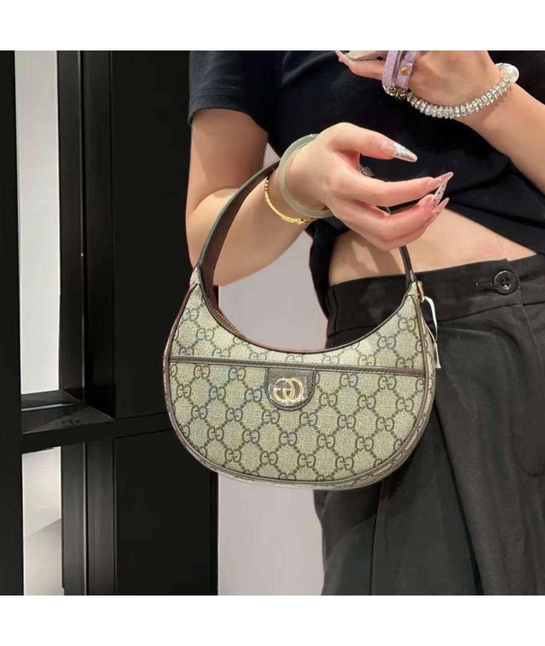 GUCCI Бежевая канва сумка с короткими ручками, фото 7