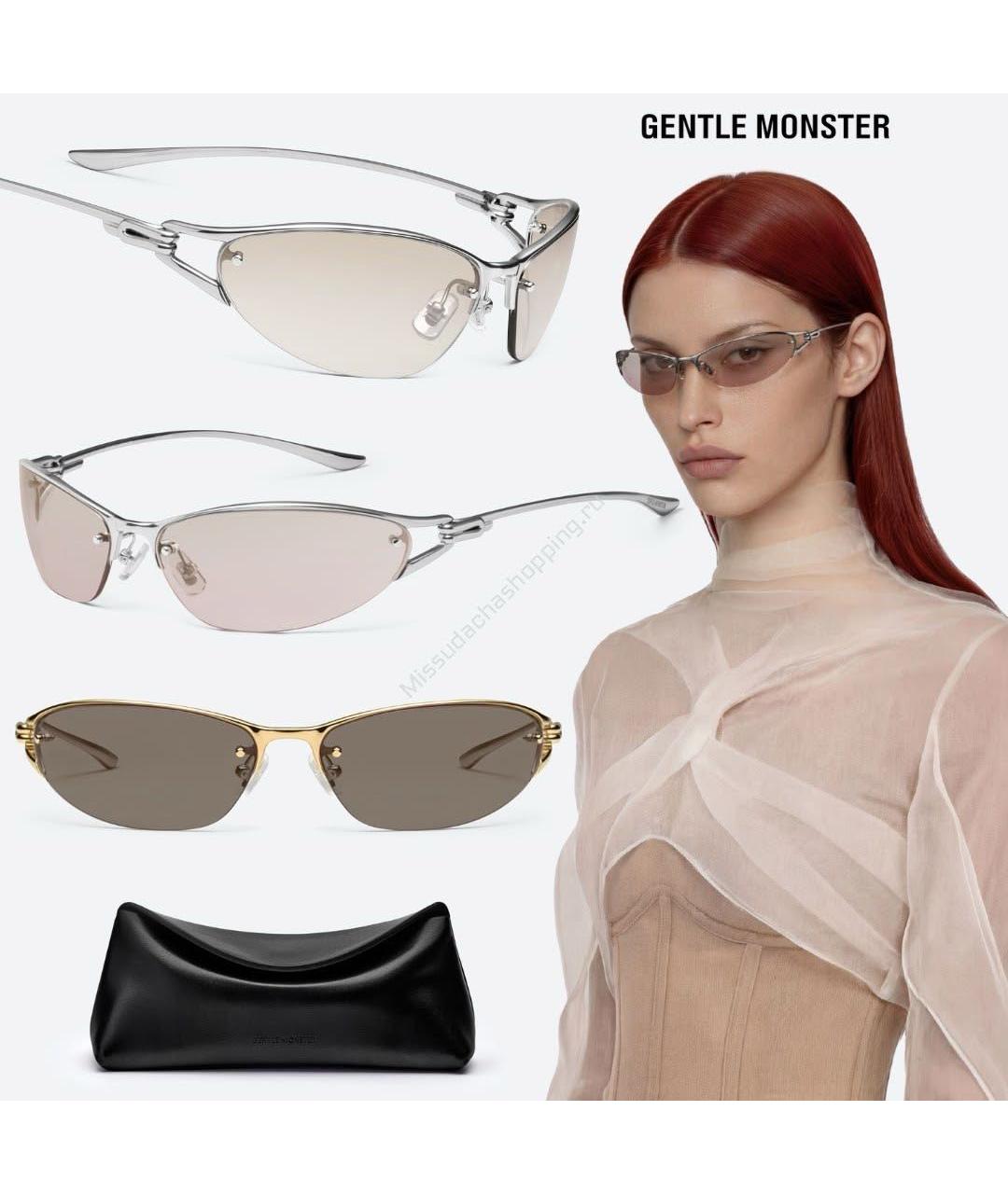 GENTLE MONSTER Золотые металлические солнцезащитные очки, фото 6