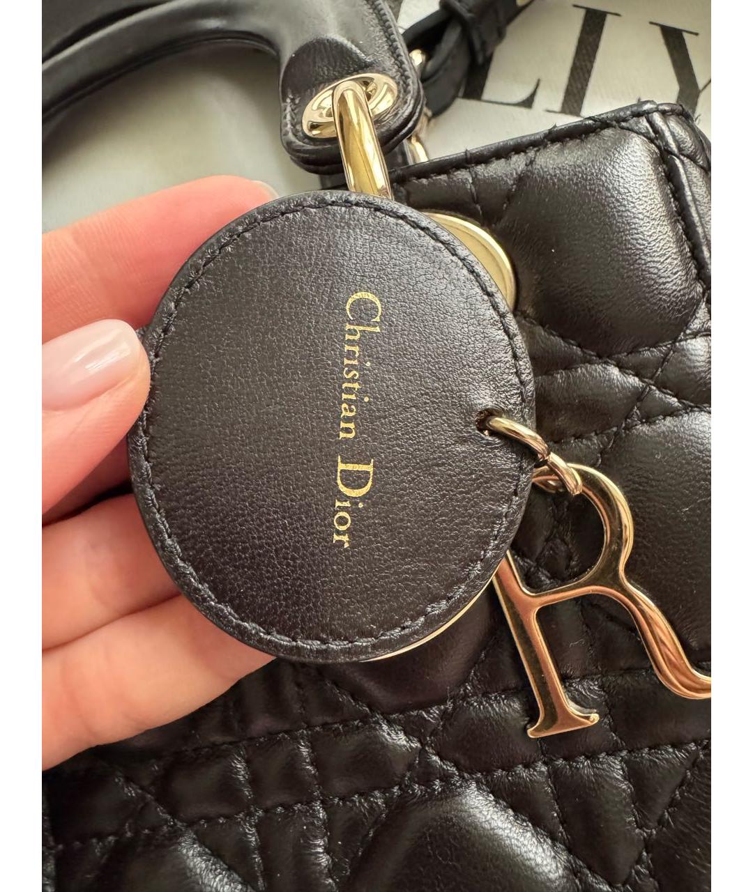 CHRISTIAN DIOR Черная кожаная сумка с короткими ручками, фото 6