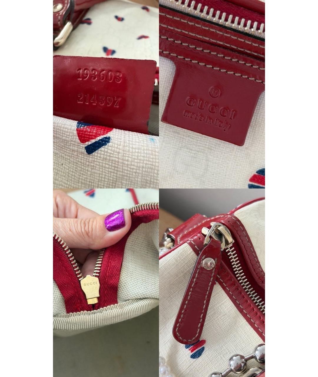 GUCCI Белая канва сумка с короткими ручками, фото 5