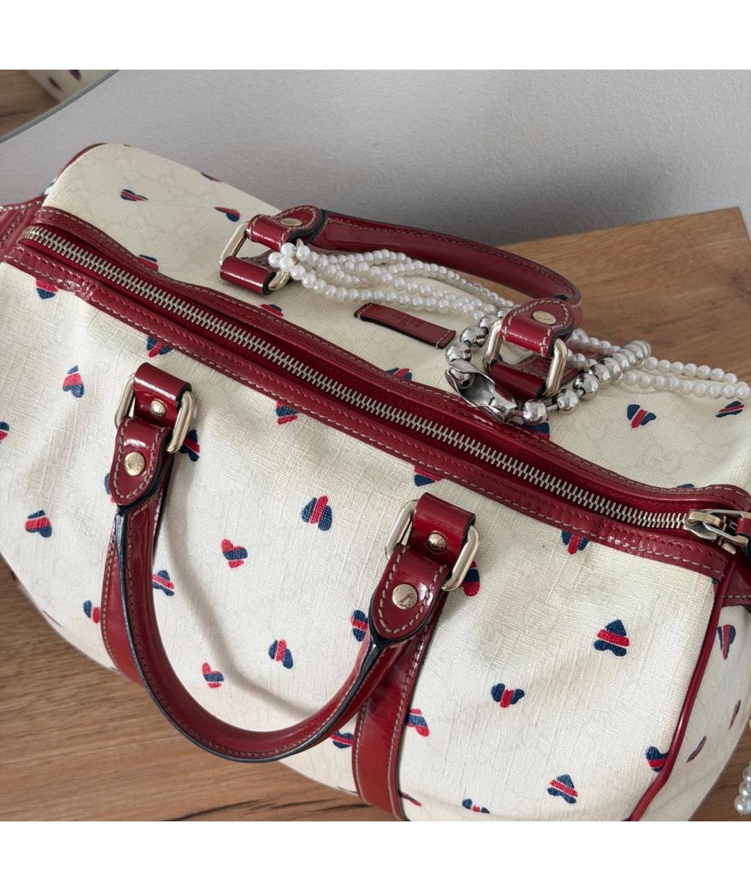 GUCCI Белая канва сумка с короткими ручками, фото 4