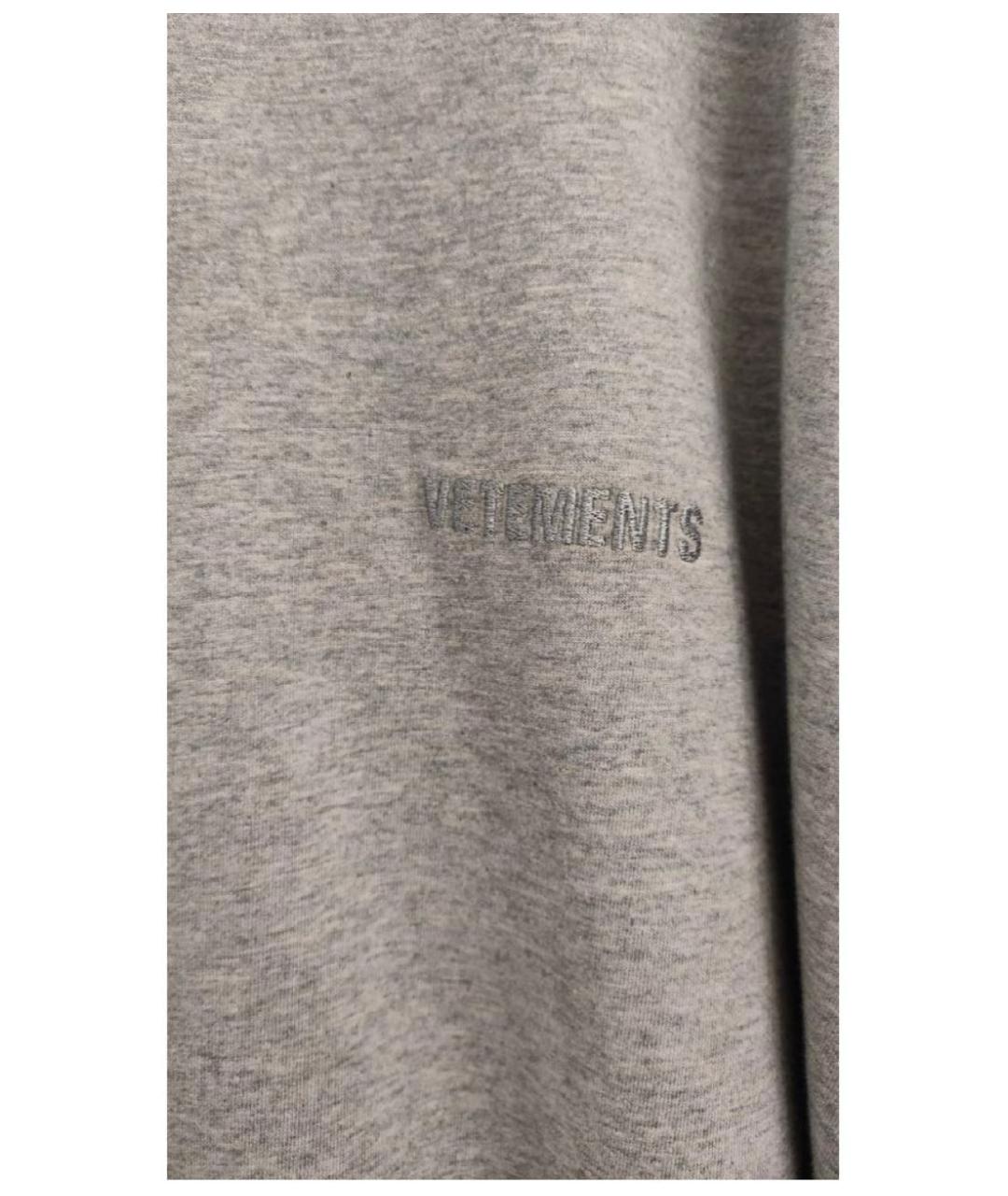 VETEMENTS Серая хлопковая футболка, фото 4