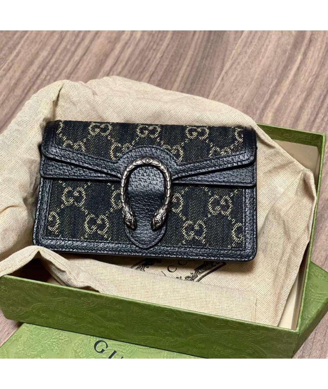 GUCCI Черная деним сумка через плечо, фото 6
