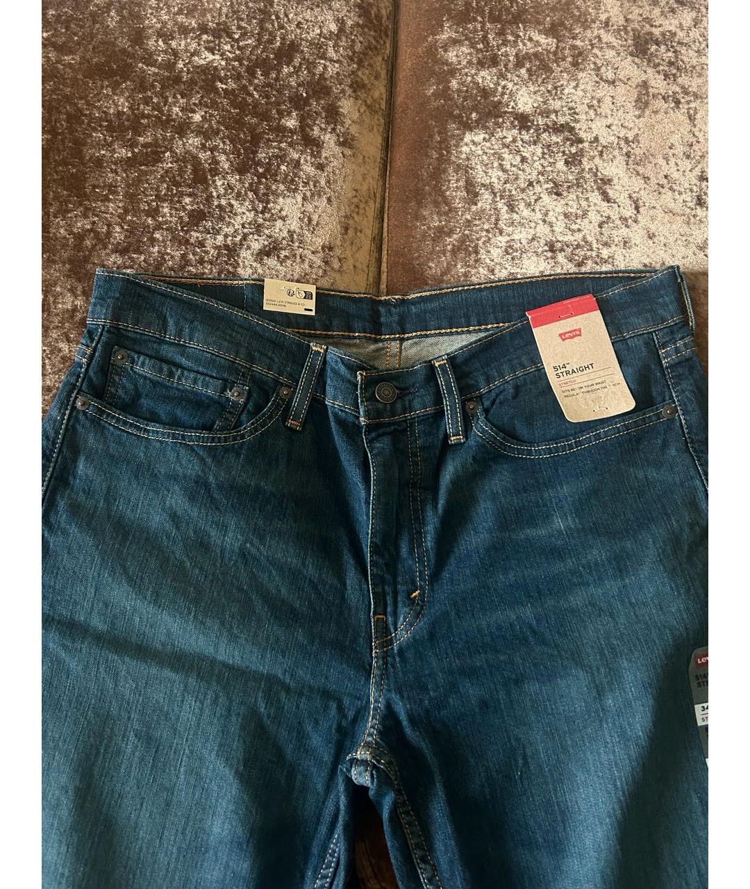 LEVI'S Темно-синие хлопко-эластановые прямые джинсы, фото 3