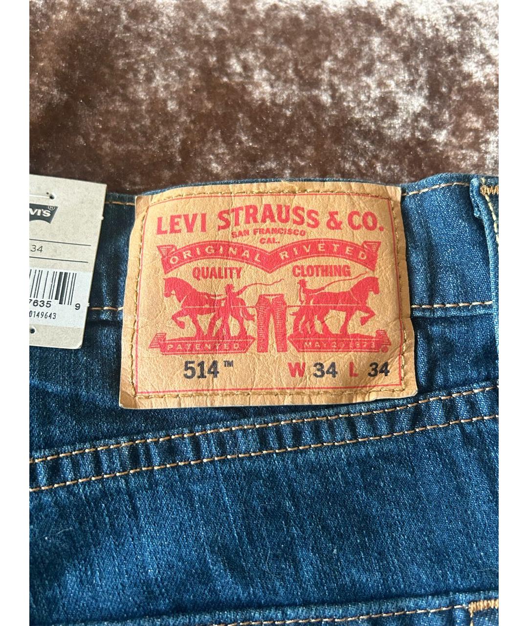 LEVI'S Темно-синие хлопко-эластановые прямые джинсы, фото 8