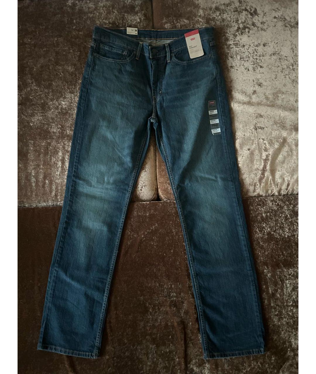 LEVI'S Темно-синие хлопко-эластановые прямые джинсы, фото 9
