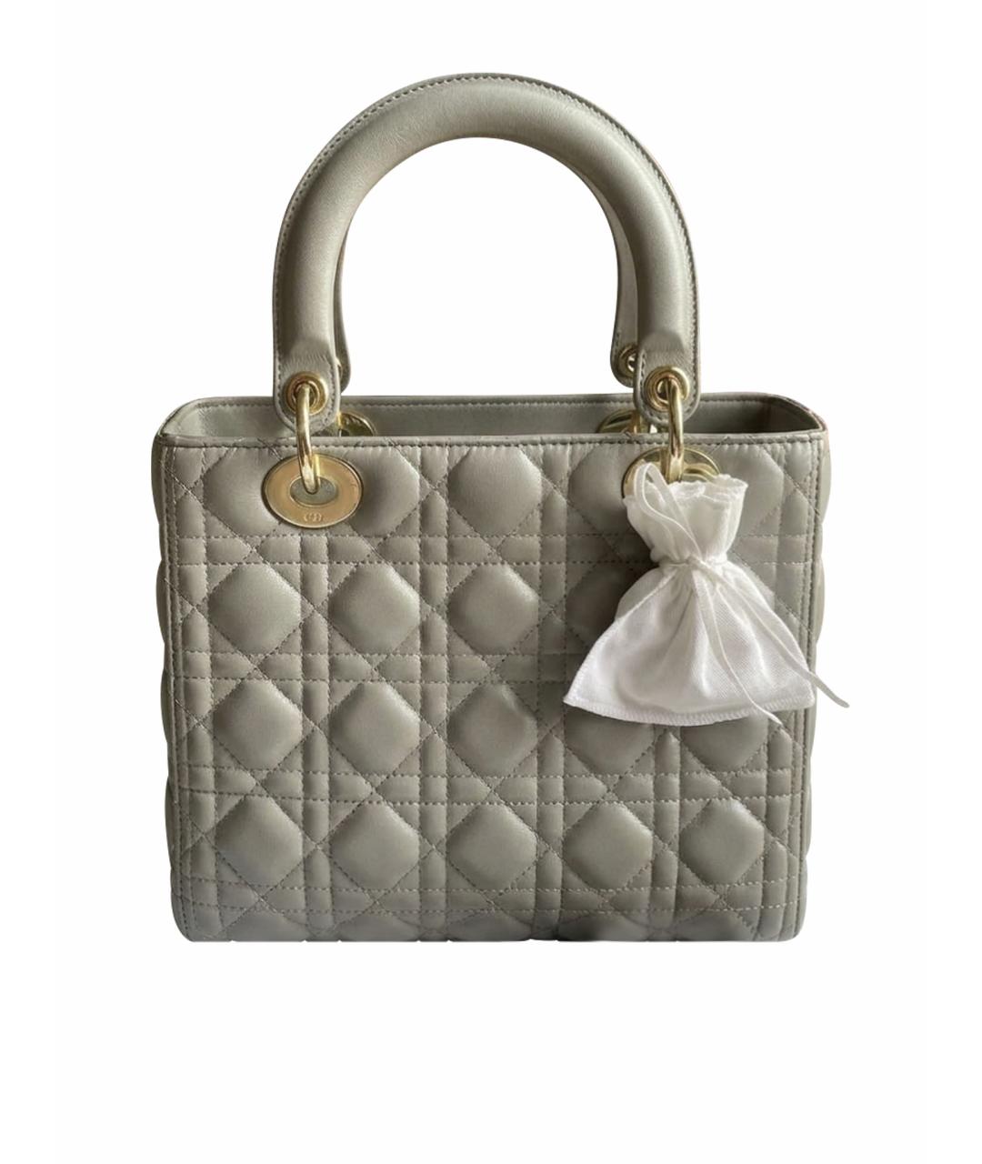 CHRISTIAN DIOR Серая кожаная сумка с короткими ручками, фото 1