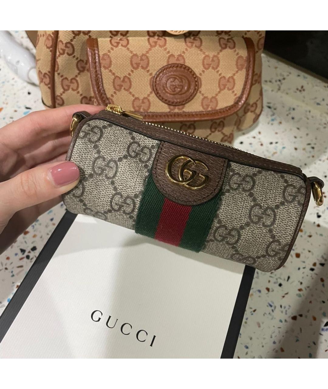 GUCCI Бежевая канва сумка с короткими ручками, фото 5