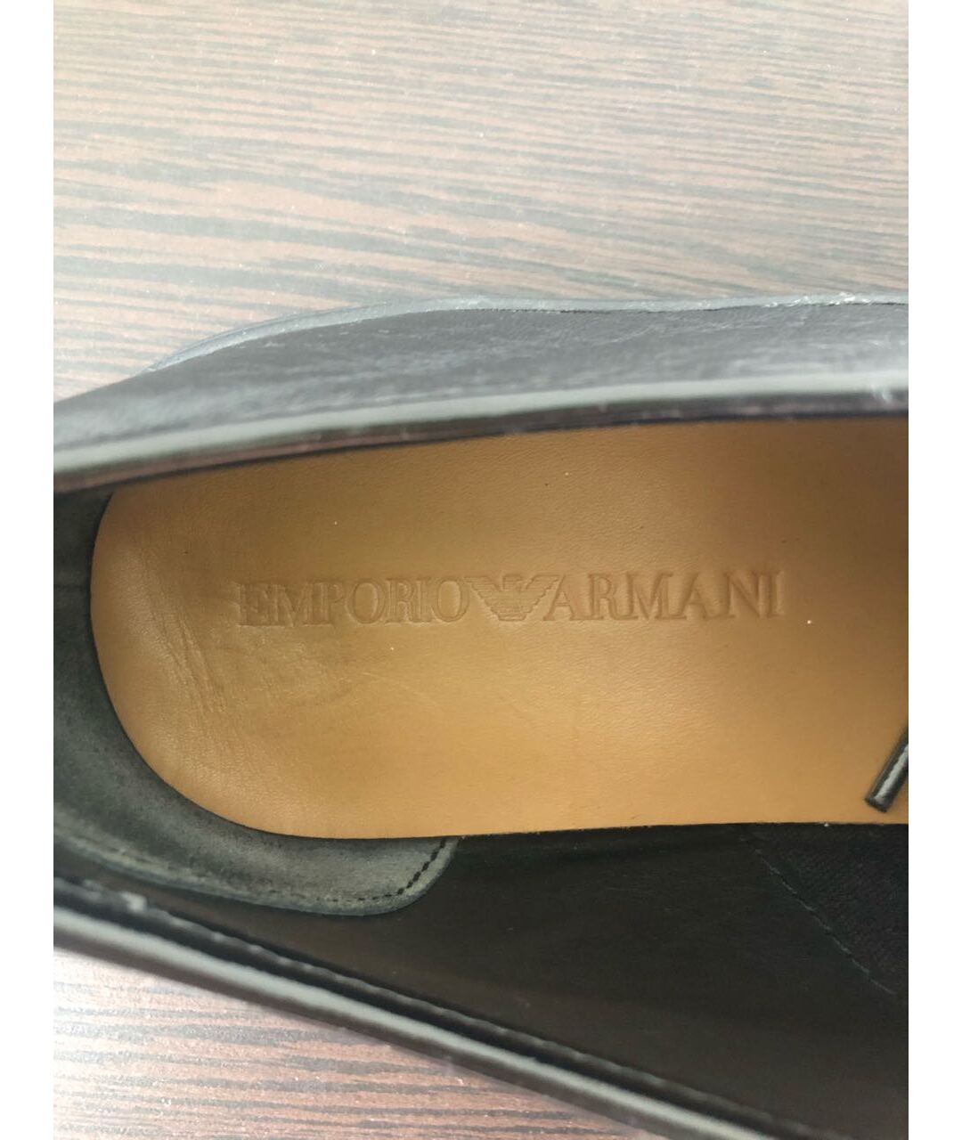 EMPORIO ARMANI Черные кожаные низкие кроссовки / кеды, фото 7